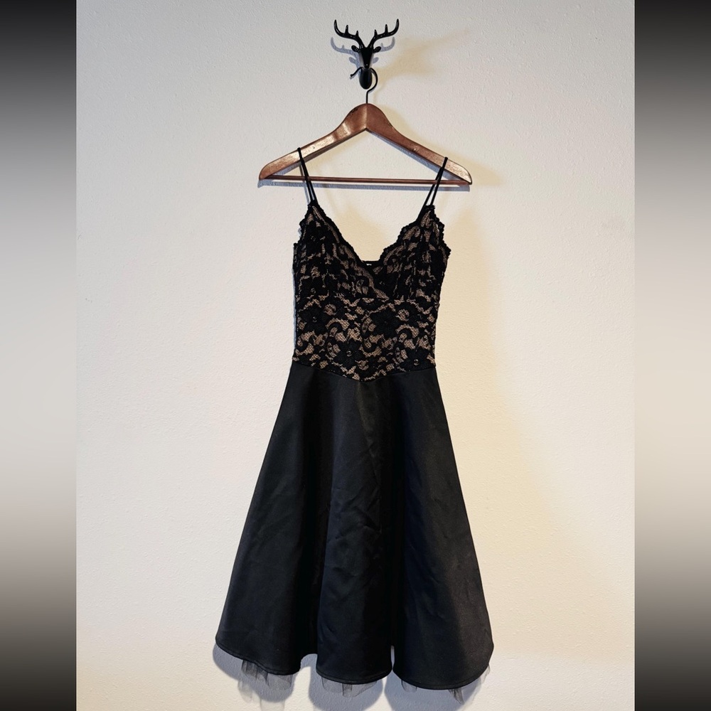 JM Collection Black Lace Party Dress